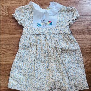 Mini Boden Dress with Bunny Embroidery